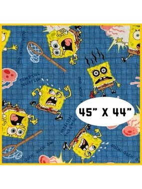 SpongeBob Jumping Jellyfish! 2002 Vintage Cotton Fabric (45” x 44” wide)
